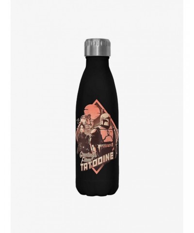 Star Wars The Book of Boba Fett Greeting From Tatooine Black Stainless Steel Water Bottle $7.37 Water Bottles