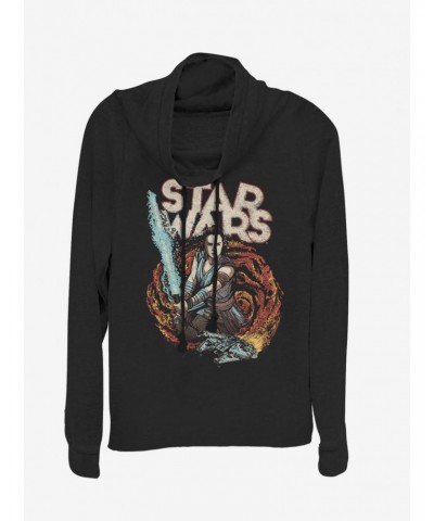 Star Wars Episode IX The Rise Of Skywalker Dark Nines Cowl Neck Long-Sleeve Girls Top $16.52 Tops