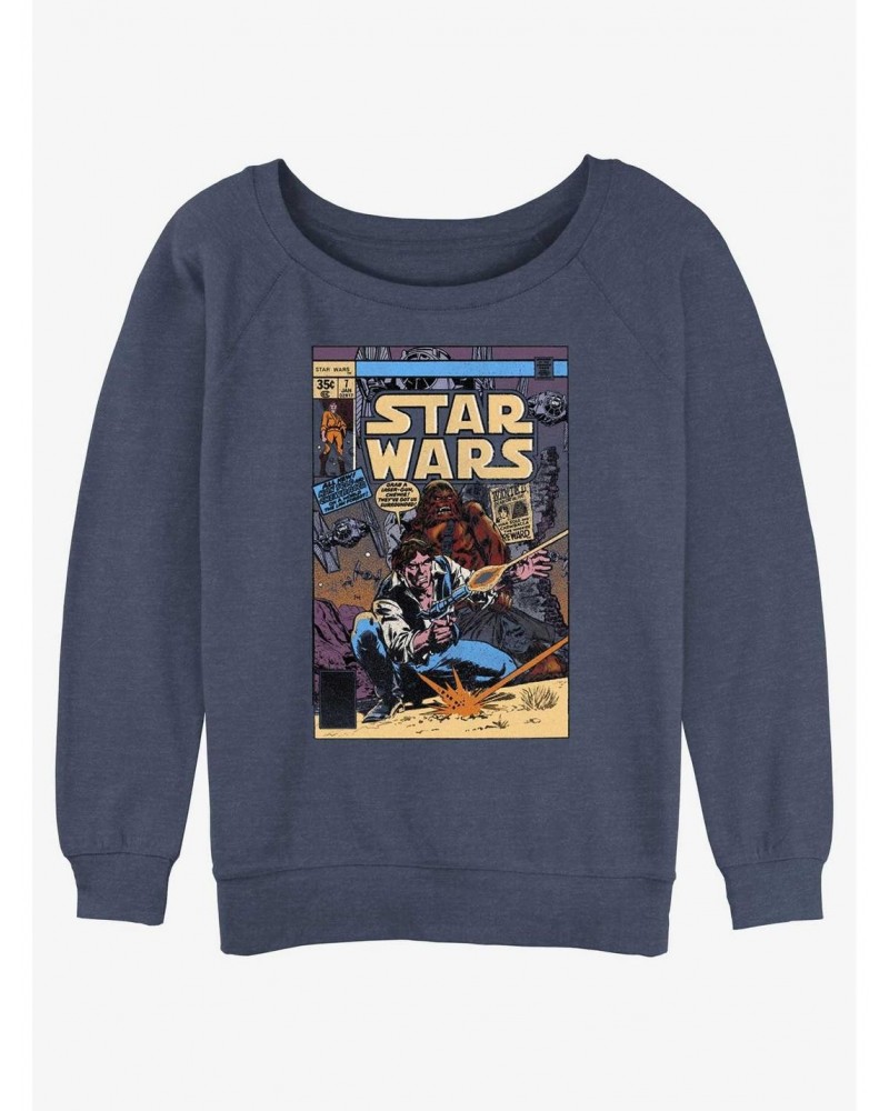 Star Wars Han Solo and Chewie Comic Comic Girls Slouchy Sweatshirt $12.69 Sweatshirts