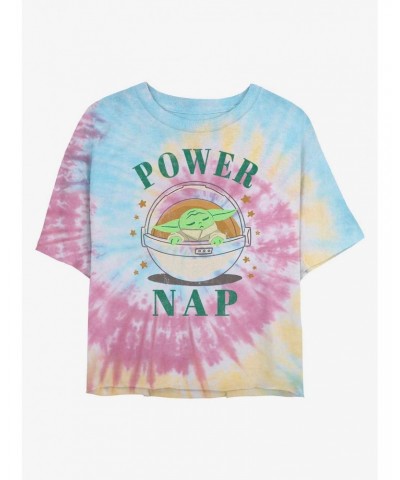 Star Wars The Mandalorian Power Nap Tie Dye Crop Girls T-Shirt $8.39 T-Shirts