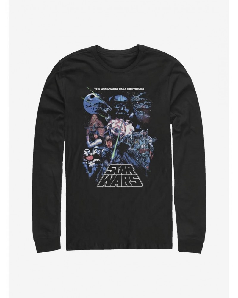 Star Wars Episode V The Empire Strikes Back Saga Group Poster Long-Sleeve T-Shirt $9.48 T-Shirts