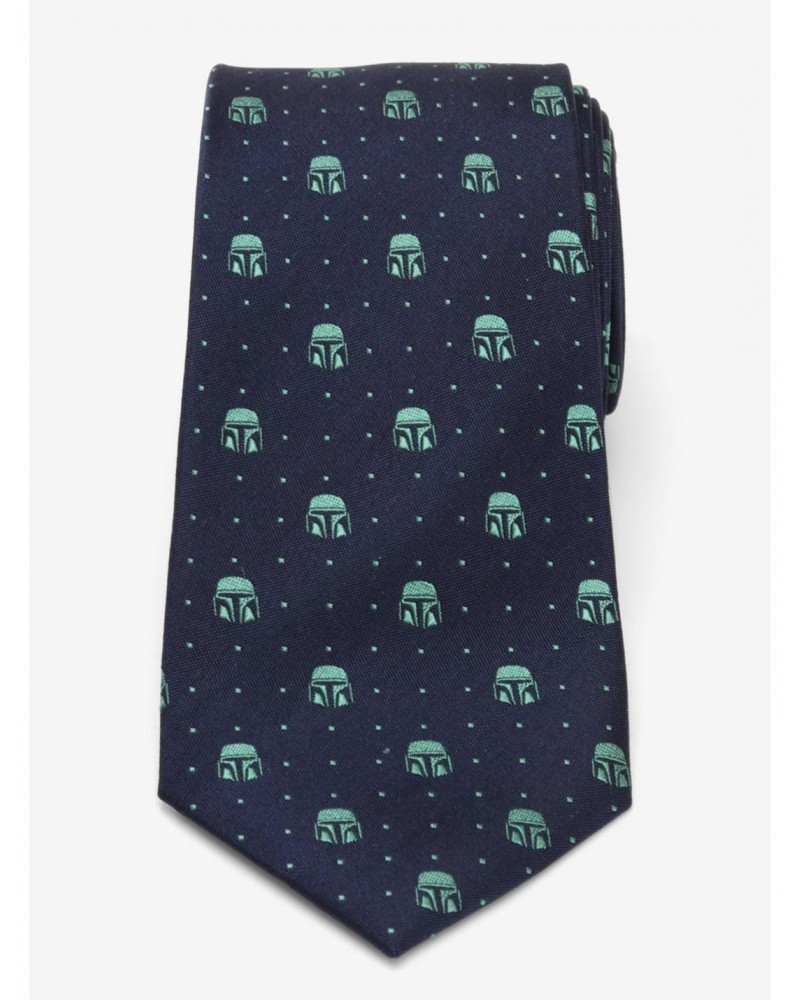 Star Wars Mandalorian Helmet Dotted Navy Tie $27.48 Ties