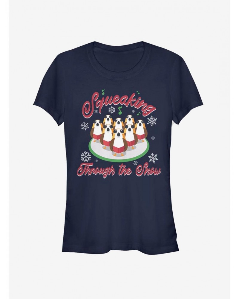 Star Wars Porg Caroling Through The Snow Girls T-Shirt $5.66 T-Shirts