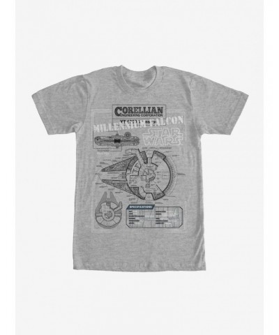 Star Wars Millennium Falcon Details T-Shirt $7.45 T-Shirts