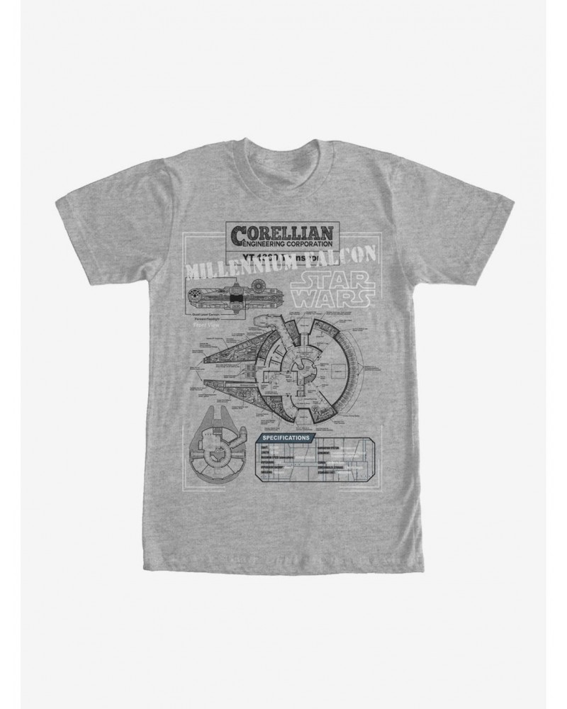 Star Wars Millennium Falcon Details T-Shirt $7.45 T-Shirts