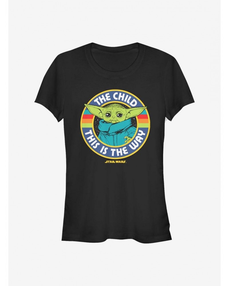 Rainbow Wars The Mandalorian Rainbow The Child Girls T-Shirt $6.31 T-Shirts