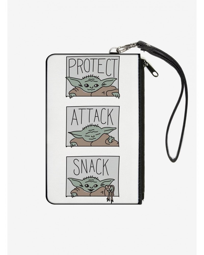 Star Wars The Mandalorian Child Protect Attack Snack White Wallet Canvas Zip Clutch $6.99 Clutches