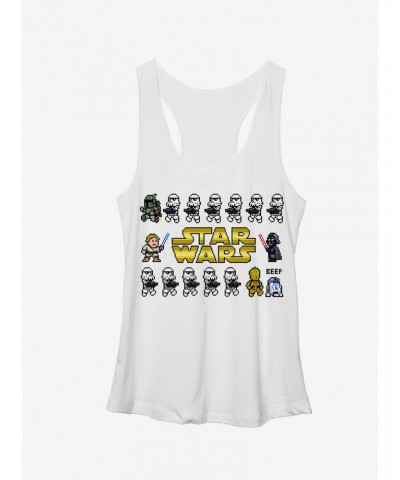 Star Wars Pixel Character Line Girls Tanks $8.50 Tanks