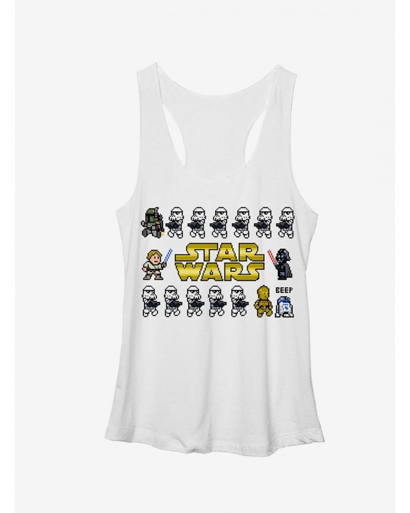 Star Wars Pixel Character Line Girls Tanks $8.50 Tanks