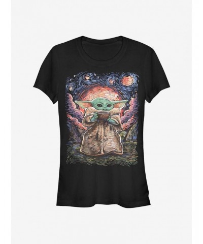 Star Wars The Mandalorian The Child Starry Night Girls T-Shirt $7.12 T-Shirts