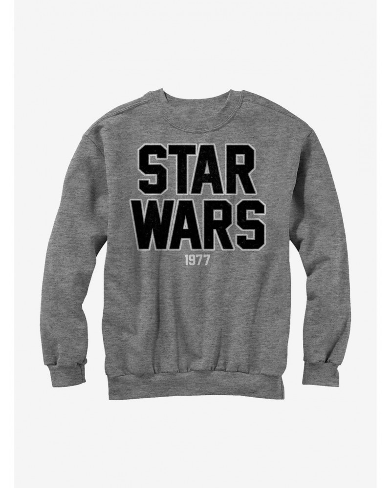 Star Wars 1977 Logo Grey Sweatshirt $14.17 Sweatshirts