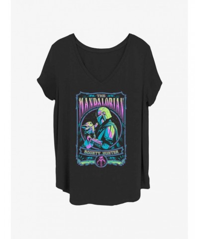 Star Wars The Mandalorian Trippy Bounty Hunter Poster Girls T-Shirt Plus Size $8.79 T-Shirts