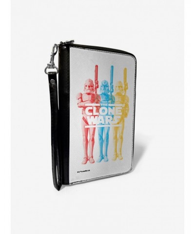 Star Wars The Clone Wars Clone Troopers Pose White Zip Around Wallet $16.75 Wallets