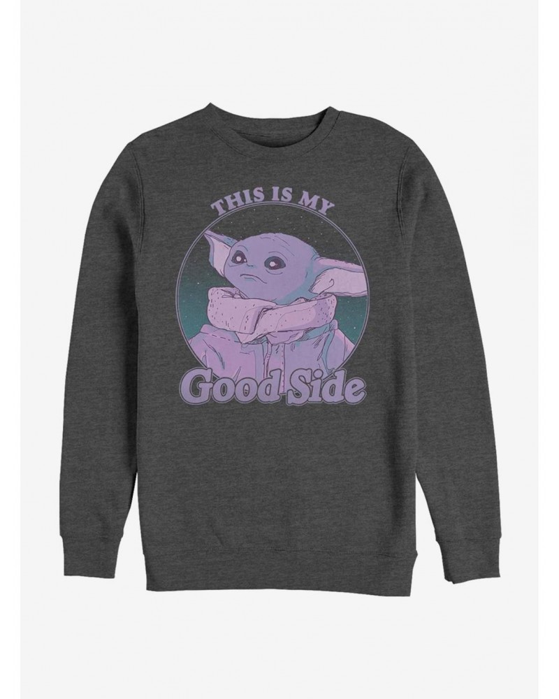 Star Wars The Mandalorian The Child This Is My Good Side Crew Sweatshirt $13.87 Sweatshirts