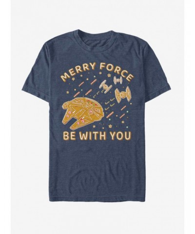 Star Wars Gingerbread Falcon Merry Force Be With You T-Shirt $4.66 T-Shirts