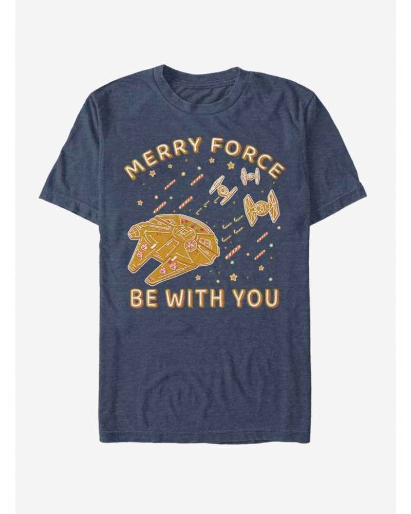 Star Wars Gingerbread Falcon Merry Force Be With You T-Shirt $4.66 T-Shirts