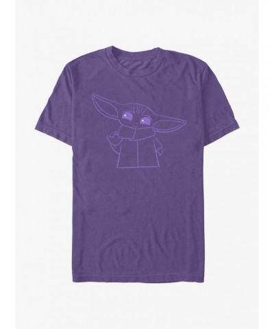 Star Wars The Mandalorian Grogu Waving Outline Extra Soft T-Shirt $9.62 T-Shirts