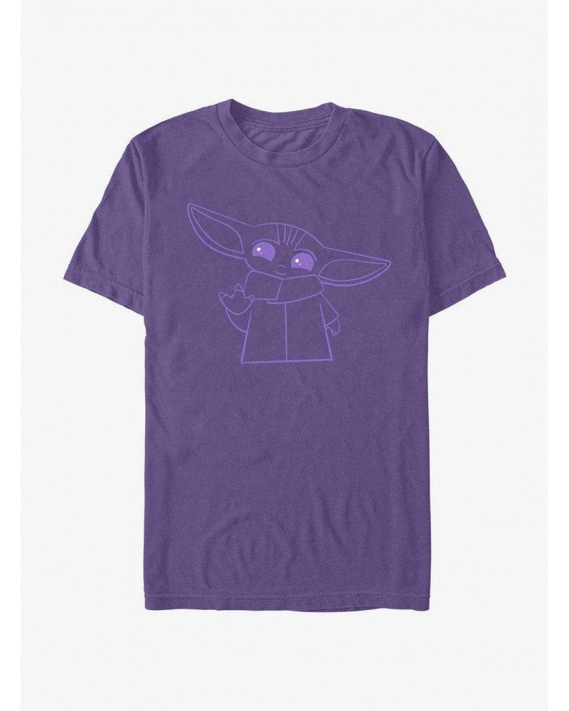 Star Wars The Mandalorian Grogu Waving Outline Extra Soft T-Shirt $9.62 T-Shirts