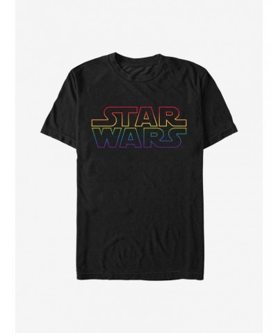 Star Wars Outline Rainbow Logo T-Shirt $6.83 T-Shirts