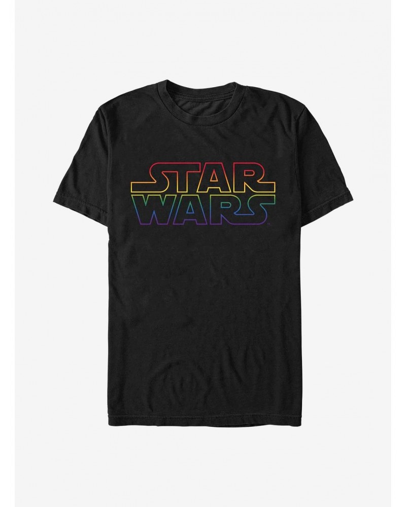 Star Wars Outline Rainbow Logo T-Shirt $6.83 T-Shirts