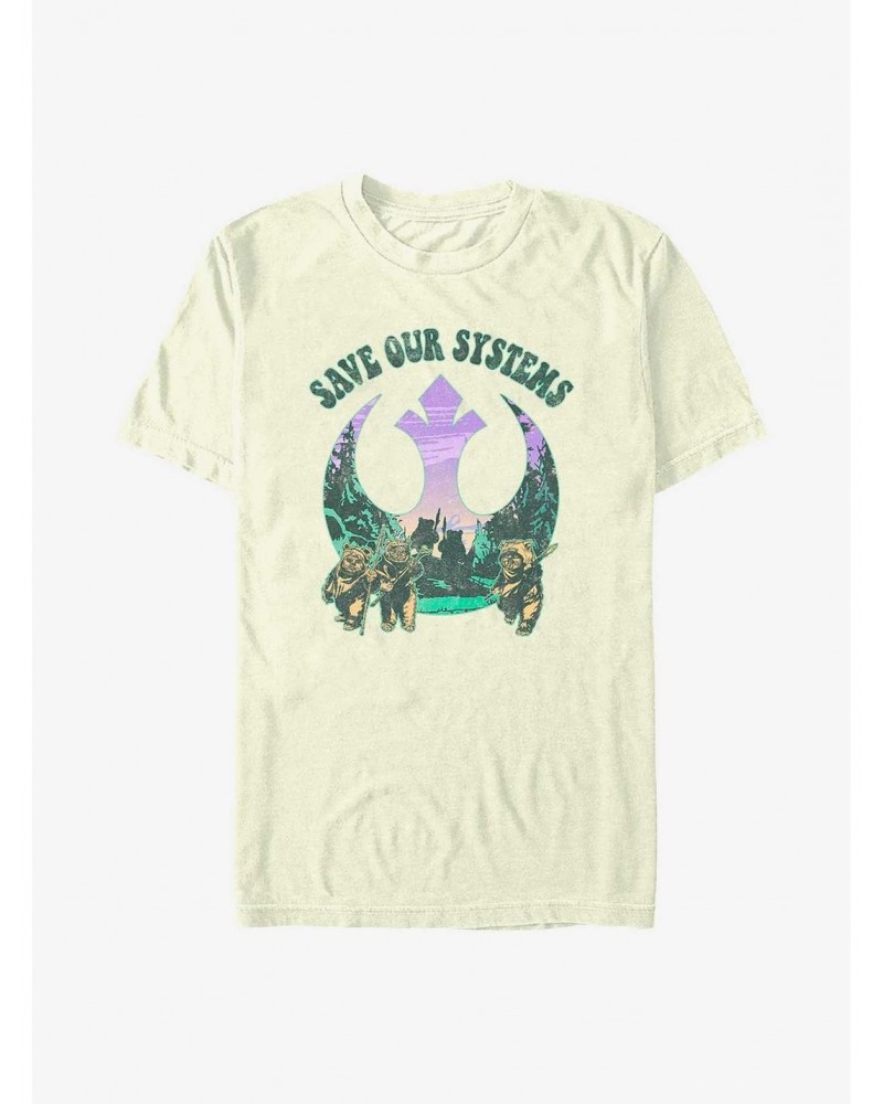 Star Wars Earth Day Ewok Allies Save Our Systems T-Shirt $5.59 T-Shirts