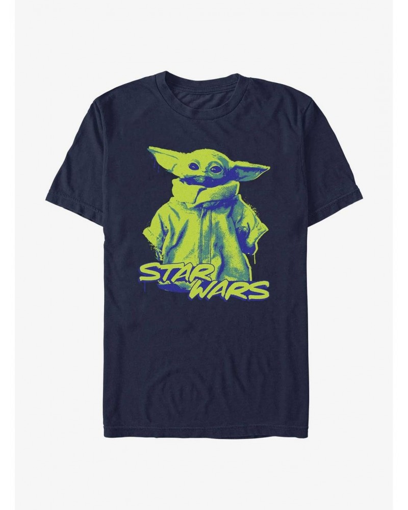 Star Wars The Mandalorian Grogu Paint Logo T-Shirt $6.52 T-Shirts