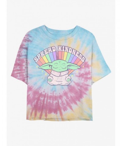 Star Wars The Mandalorian Meditate Kindness Tie Dye Crop Girls T-Shirt $6.64 T-Shirts