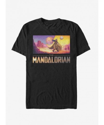 Star Wars The Mandalorian Colorful Mandalorian Landscape T-Shirt $5.44 T-Shirts