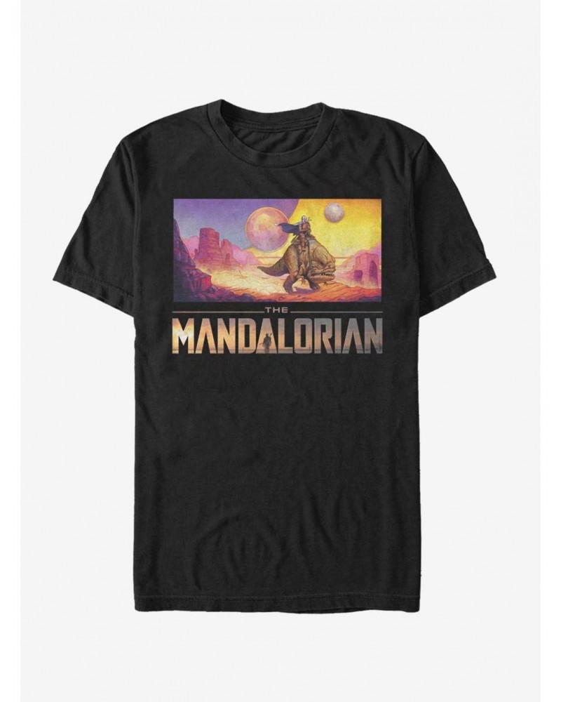 Star Wars The Mandalorian Colorful Mandalorian Landscape T-Shirt $5.44 T-Shirts