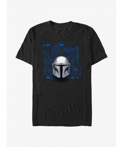 Star Wars The Mandalorian Mando Helmet Schematic T-Shirt $6.37 T-Shirts