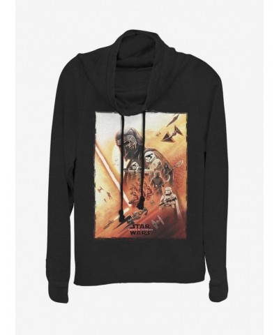 Star Wars: The Rise of Skywalker Kylo Poster Cowl Neck Long-Sleeve Girls Top $15.45 Tops