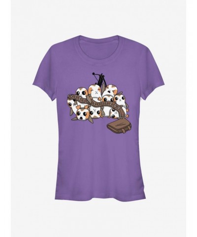 Star Wars: The Last Jedi Porgs And Chewbacca Accessories Girls T-Shirt $6.15 T-Shirts