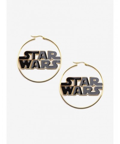 Star Wars Logo Gold IP Hoop Earrings $14.40 Earrings